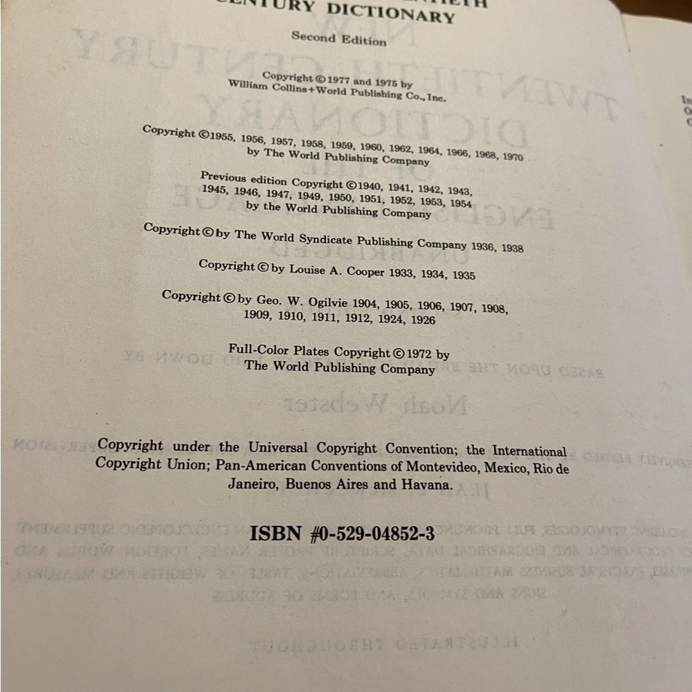 Webster New Twentieth Century Dictionary Unabridged Second Edition Deluxe Color-